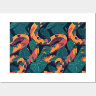 Cool Colorful Jungle Snakes Pattern Posters and Art